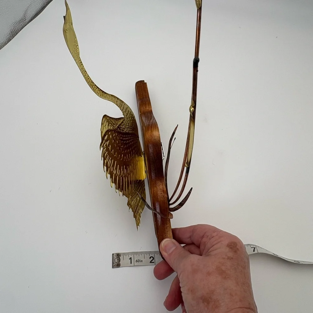 Mid-century Modern Brass and Copper Swan and Cattails Wall Art